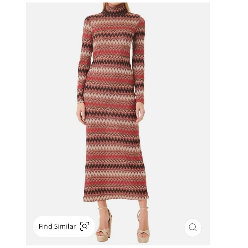 Misa Los Angeles Zigzag Knit Maxi Dress in Rust, Brown, Black